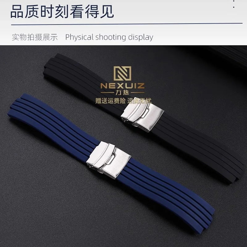 Новый силиконовый резиновый ремешок для часов для Oris Aquis 7330 7740, ремешок для часов 22x11 мм, 24x12 мм, выпуклый ремешок, браслет, черный, синий