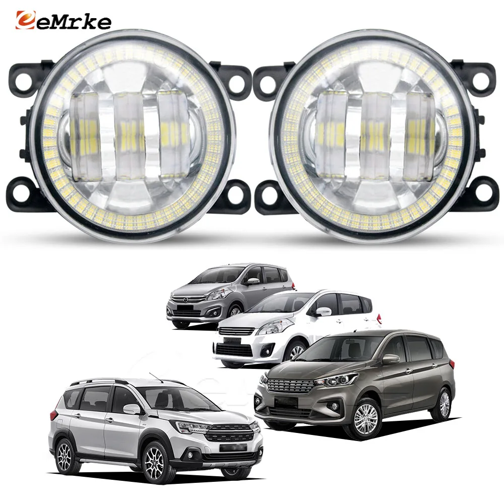 2X LED Ptf Car Fog Lights Assembly for Suzuki Ertiga XL7 Proton / Mazda VX-1 /Toyota Rumion Angel Eyes DRL Daytime Running Lamp