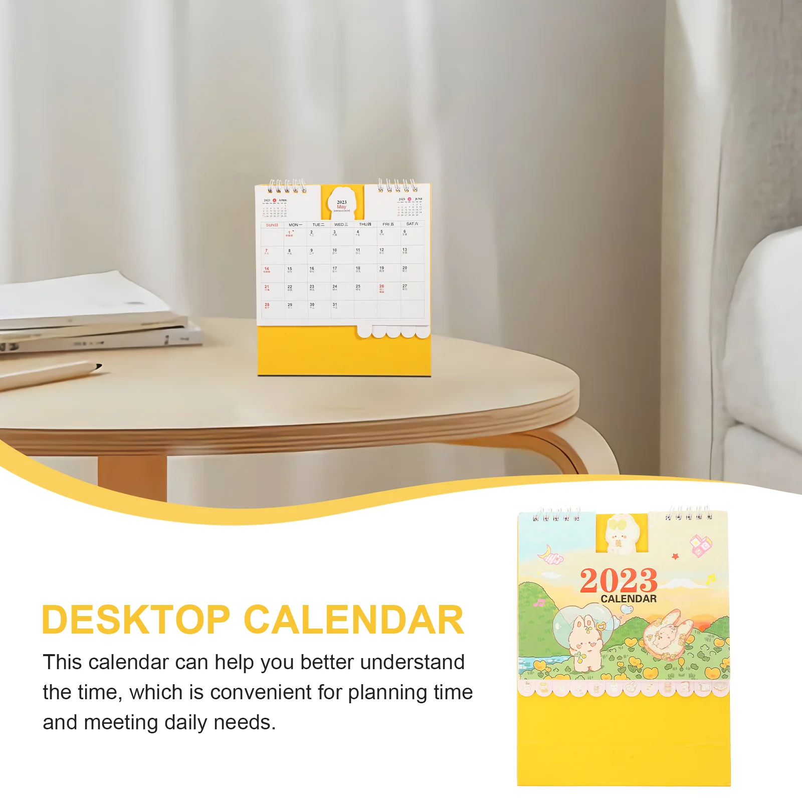 มินิการ์ตูนปฏิทินตั้งโต๊ะตกแต่งครัวเรือนขนาดเล็ก Multi-use Paper Planner Hotel