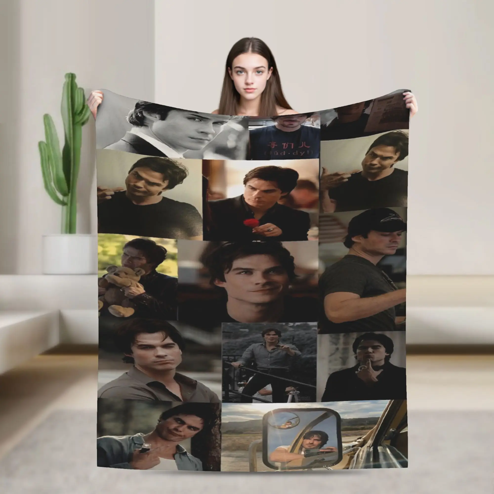 

Damon Salvatore Plush Blankets The Vampire Diaries Custom Throw Blankets for Bed Sofa Couch 125*100cm Bedspreads