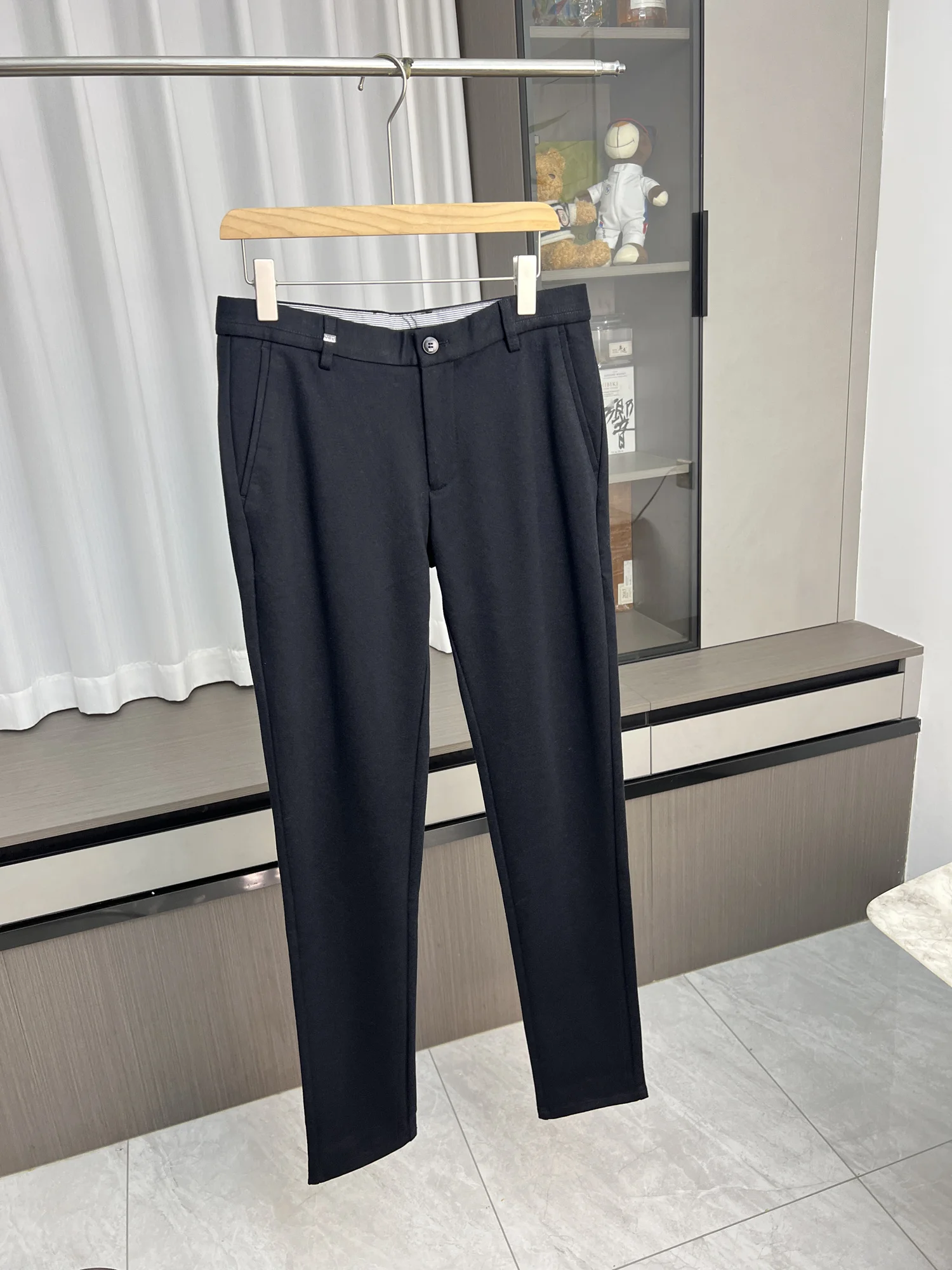 

Повседневные брюки против морщин для мужчин, осенне-зимние, прямого кроя, эластичные, для отдыха, модные, универсальные, для поездок на работу