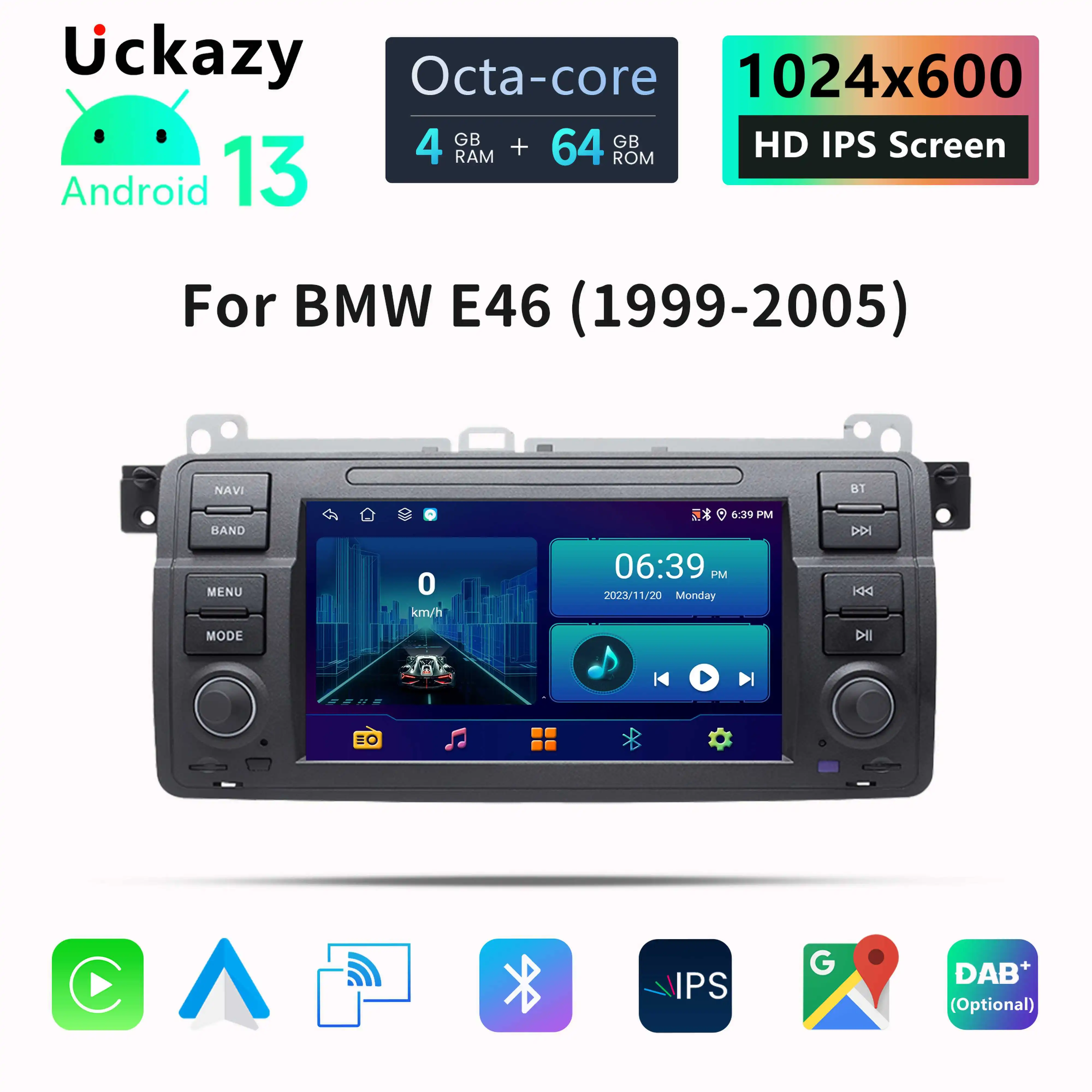 Wireless Carplay2Din Android 13 Car Radio For BMW E46 M3 Rover 75 Coupe 318/320/325/330/335 Multimedia Stereo Audio GPS HeadUnit