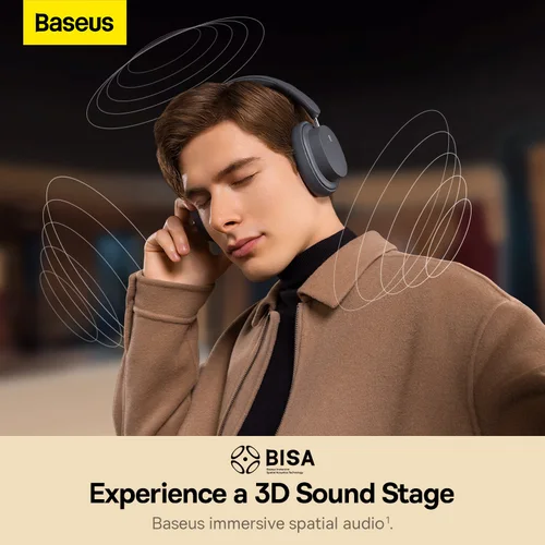 Imagen 2 del producto Baseus-auriculares inalámbricos con Bluetooth 5,3, cascos de nivel HIFI con controlador de 40mm, plegables por encima de la oreja, 70H de reproducción, Audio espacial 3D