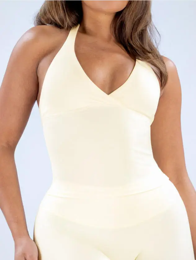 Pericic Origin Neckholder-Top für Damen, tiefer V-Ausschnitt, offener Rücken, Tanktop für Fitnessstudio, Laufweste, Pilates, Lauftraining, Fitnessbekleidung, Yoga-Top – Detail 12