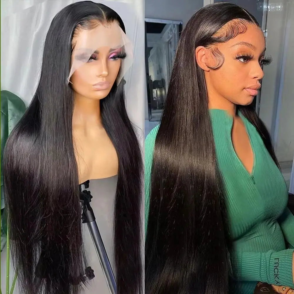 HD Transparent 360 Lace Frontal Wig 4x4 Lace Closure Wig Straight 13x6 Lace Front Human Hair Wigs For Black Women 34 36 Inches