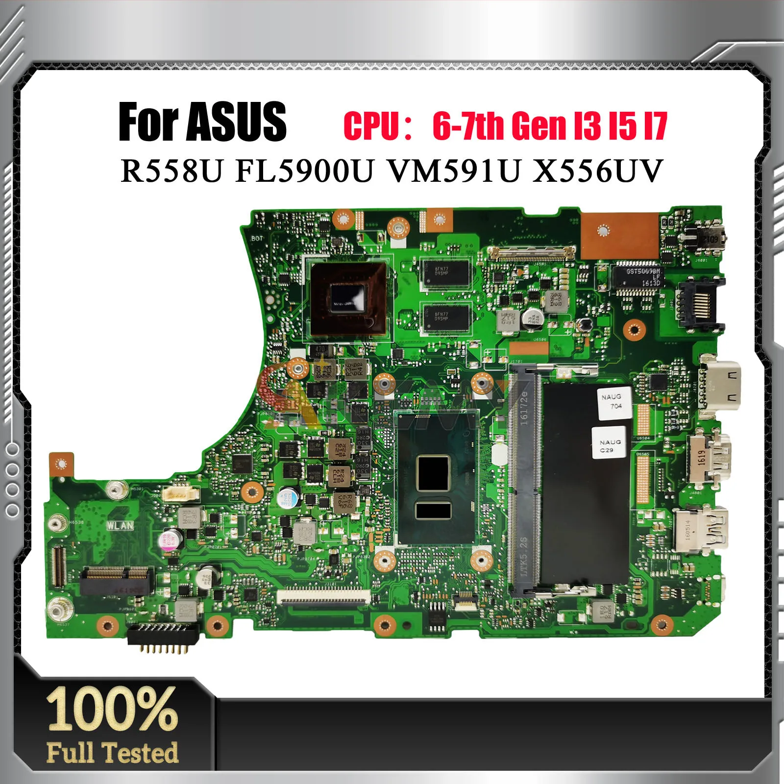 X556UV Laptop Motherboard For ASUS X556UF FL5900U X556U X556UQ X556UJ R558U X556UQK Mainboard With I3 I5 I7 CPU 100% Tested