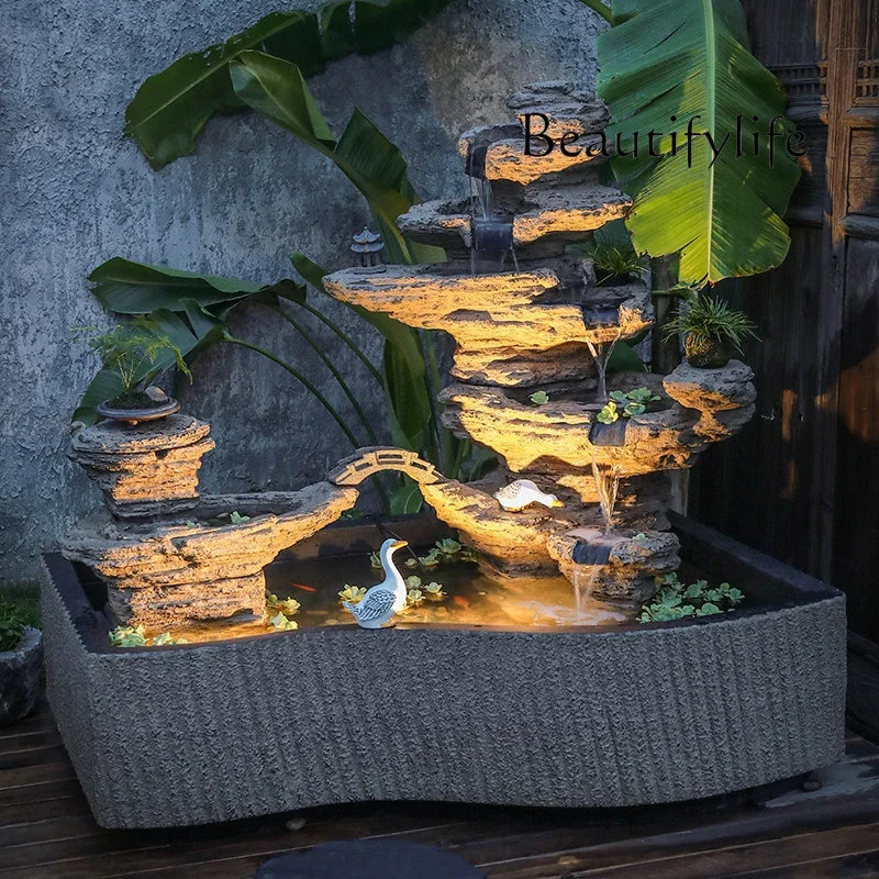 S Large Rockery Flowing Water Fountain Landscape Outdoor Courtyard Pool Landscaping Fish Pond Floor Decoration Ornament