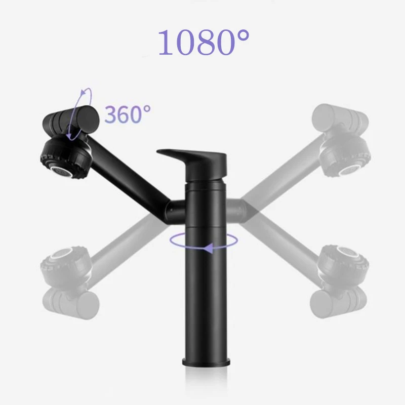 1080° Swivel Bathroom Sink Faucet Mixer Deck Mounted Splash Proof Water Tap Shower Head Aerators Plumbing Tapware For Bathroom