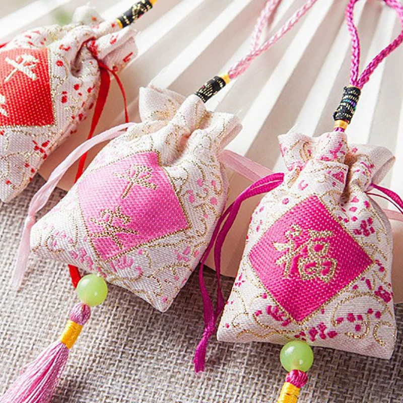 Chinese Style Sachet Tassel Brocade Safe Blessing Bag Bedroom Decoration Car Hanging Small Object Woman Portable Jewelry Sachet