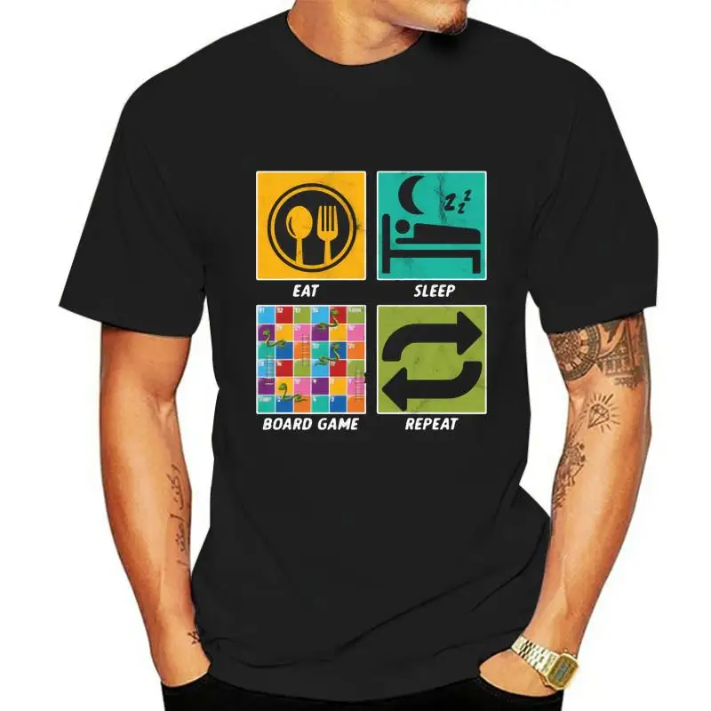 Men t-shirt Eat Sleep Board Game Repeat Strategy Gameplay Chess Snakes And Ladders Gift tshirt Women t shirt