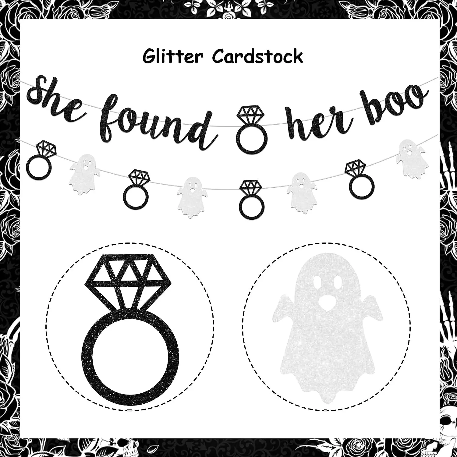 Halloween Bachelorette Party Decorations She Found Her Boo Banner Ghost Diamond Ring Garland Halloween Bridal Shower Supplies