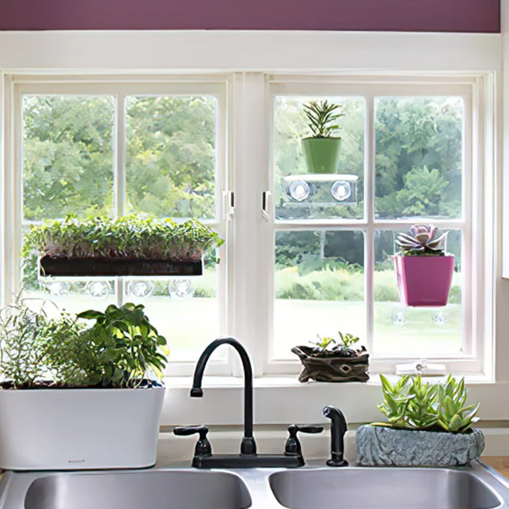 

2Pcs Acrylic Plant Holders Transparent Bonsai Stands for Window Sill Garden Home Office Space Saving Design Acrylic Plant Shelf