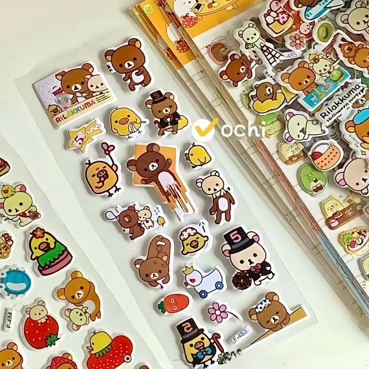 12Sheets Cartoon Rilakkuma Bubble Stickers Kawaii Anime Three Dimensional 3D Puffy Bulk Sticker Kids Girls DIY Toys Sticker Gift view 2