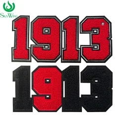 Embroidered Chenille Number Patches for Jacket, Iron-On 1913 Sorority Number, Red and White Patch for Delta Sigma Theta