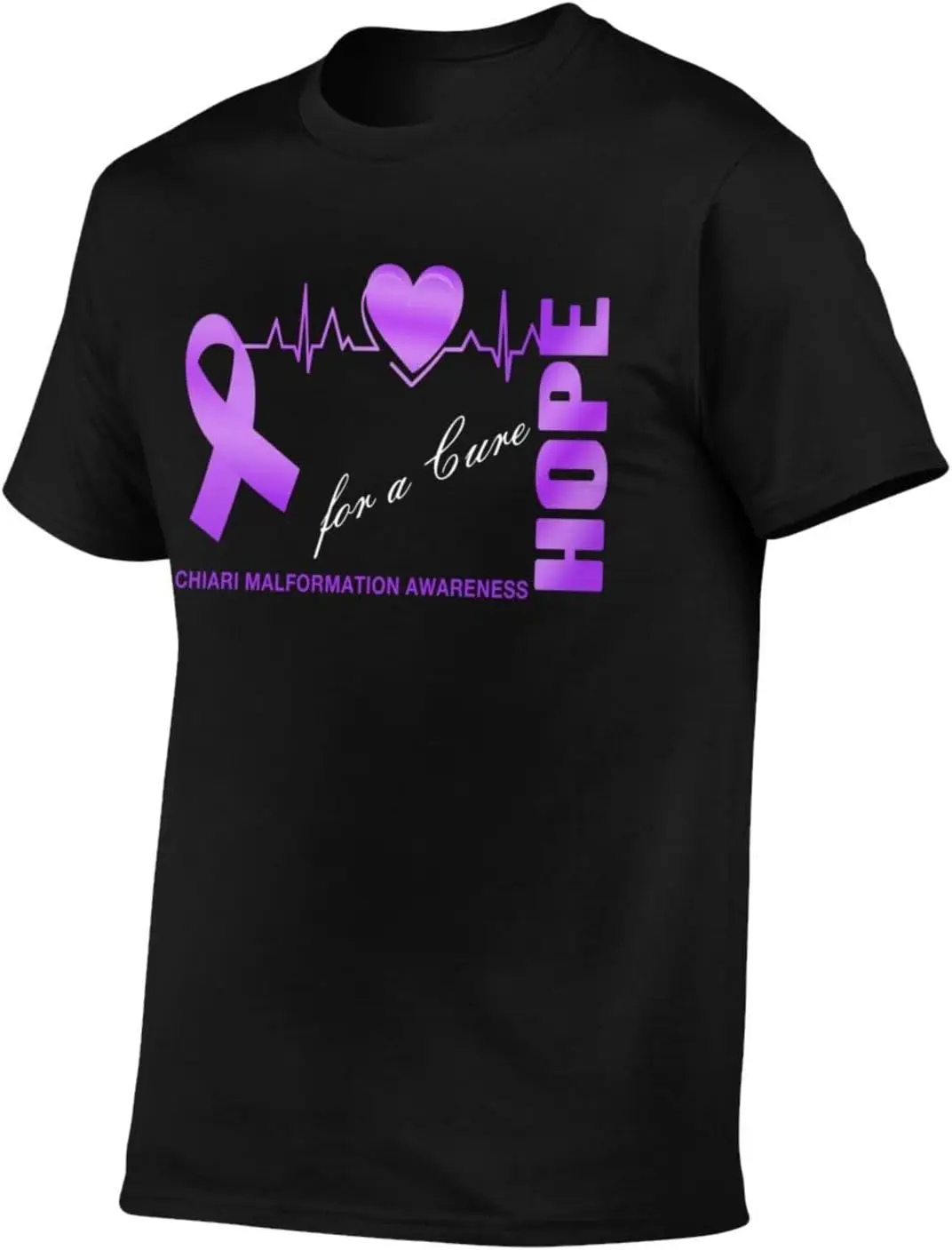 Hope for a Cure Chiari Malformation Awareness Flag Adult Short-Sleeve Crewneck Men's Cotton T-Shirt