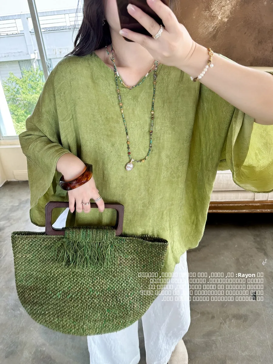 

Шелковая рубашка Annforest из частной коллекции: комфортная, дышащая, винтажная, с длинным рукавом, свободного кроя, женская.