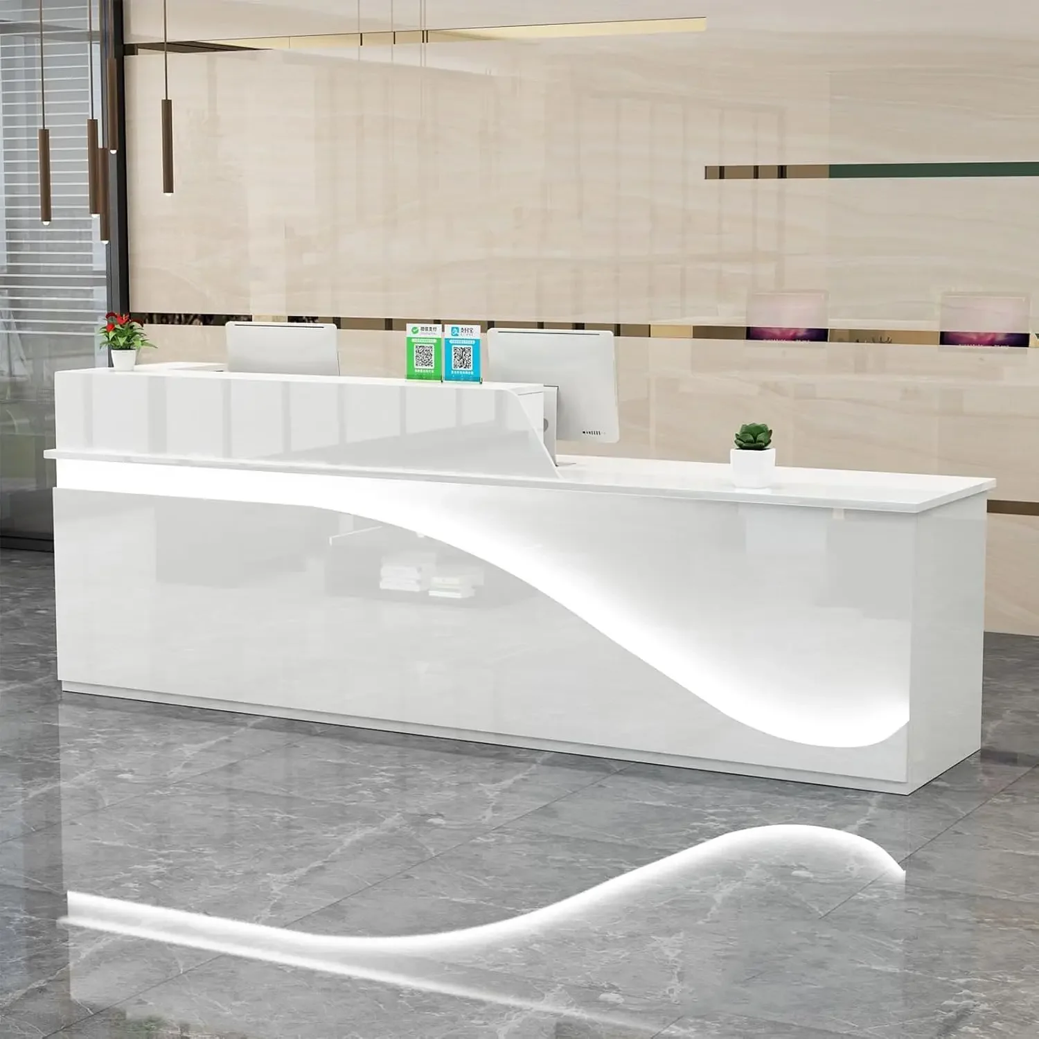 

Reception Desk, Front Counter Desk with Lockable Drawer,Modern Retail ,Computer Workstation for Clothing Store,Beauty Salon