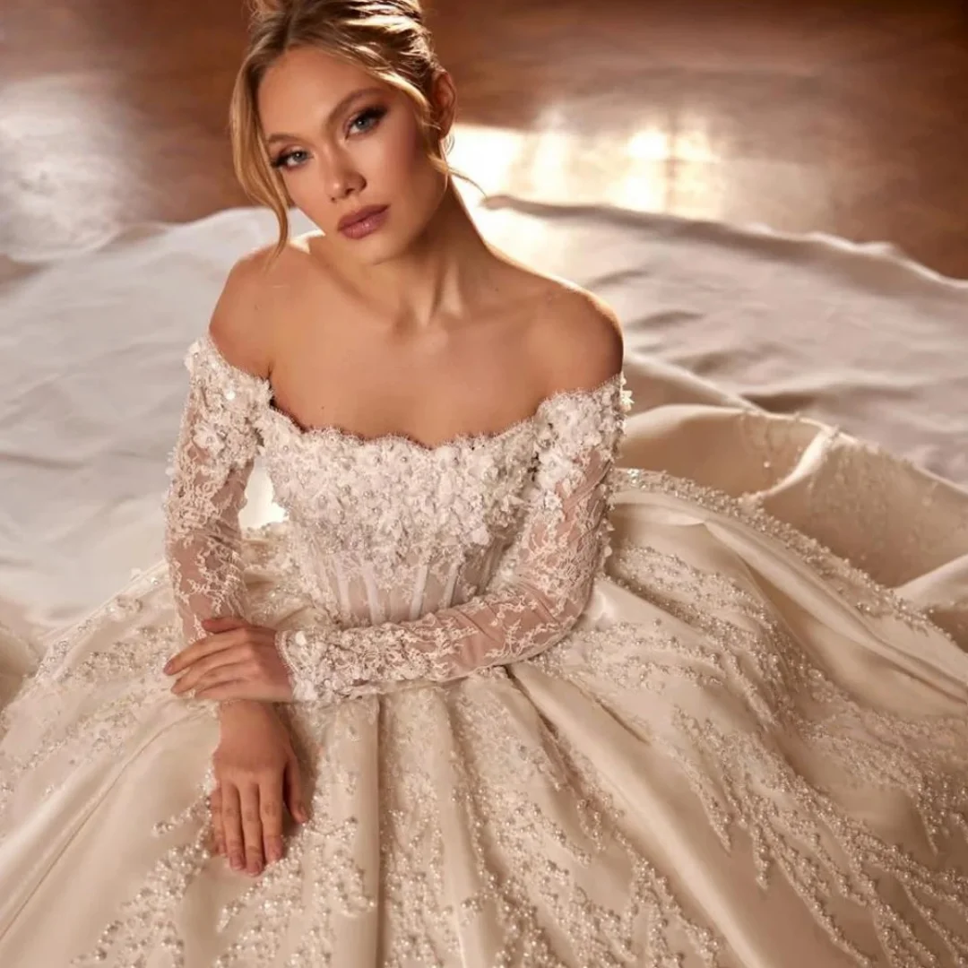 

Роскошные свадебные платья по индивидуальному заказу, великолепное иллюзионное роскошное свадебное платье с длинными рукавами, платья для невесты, бальное платье со шлейфом