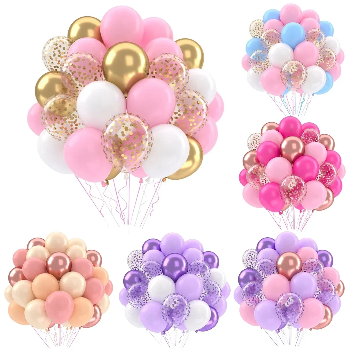 31/36/37/51/101Pcs Metallic Balloons Pearl Latex Balloon Gold Confetti Balloons for Valentine's Day Birthday Weddings