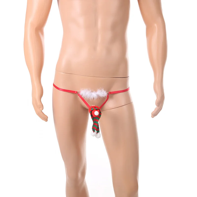 Мужские рождественские подарочные стринги-эластичное забавное нижнее белье, мужские забавные рождественские стринги-эластичное нижнее белье с вырезами для вечеринок 50-90 кг