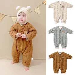 Baby Jumpsuit Embroidered Bear Cotton Coats Warm Jumpsuits Knitted Romper Newborn Baby Boy Clothes Ropa De Bebe Niña 아기옷 2024