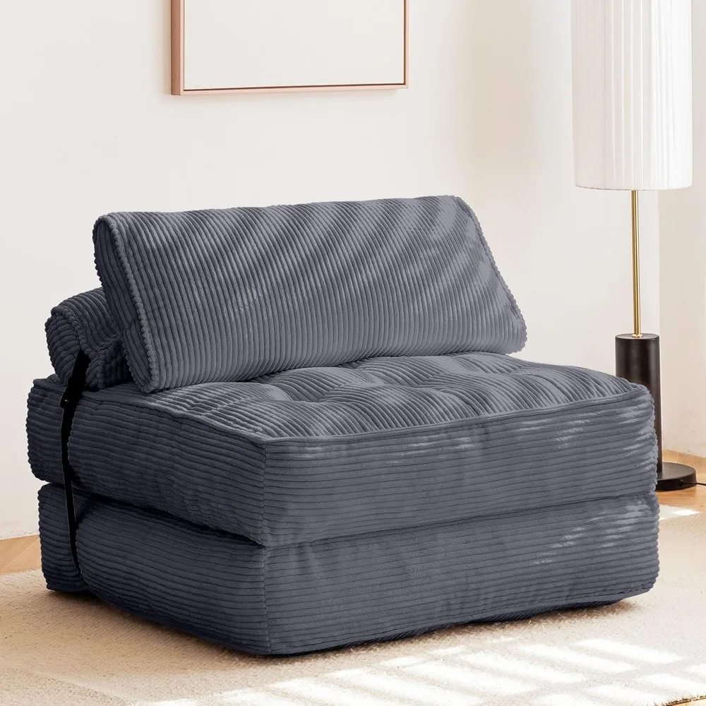 

Folding Sofa Bed, Convertible Sleeping Chair with Backrest Support and Soft Corduroy Fabric，Fold Couch Bed with Pillow fo