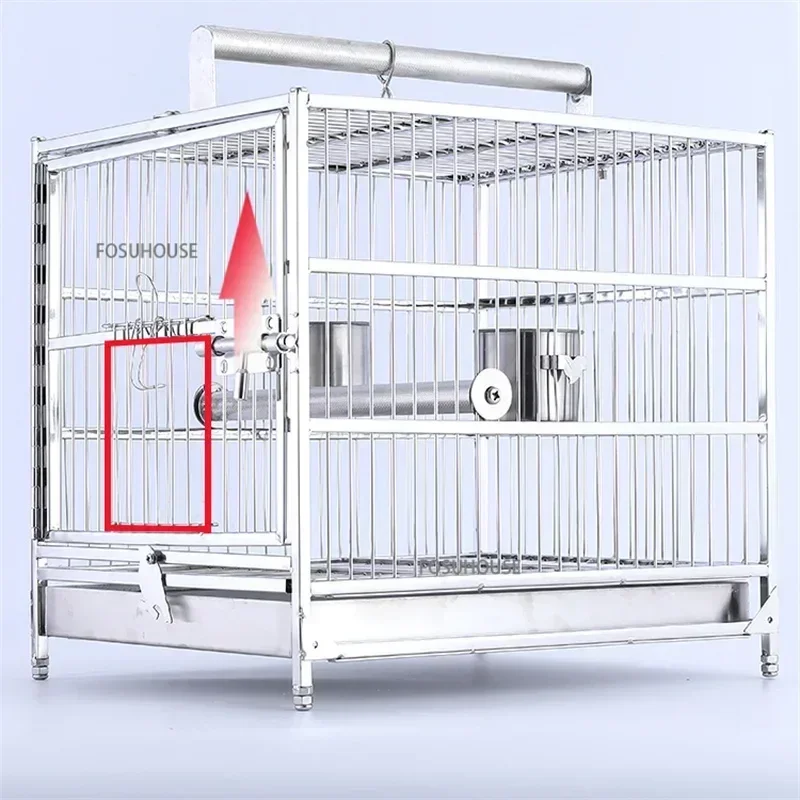 304 Stainless Steel Bird Cage Breeding Bird Nest Small Parrot Cage Portable Outing Budgie Cockatiel Starling Special Bird Cage M