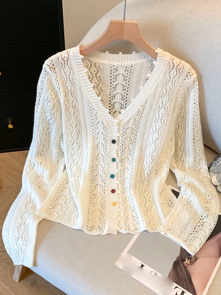 

Женская одежда 2025 года, вязаный кардиган из ледяного шелка с солнцезащитным кремом, весна-лето, новинка