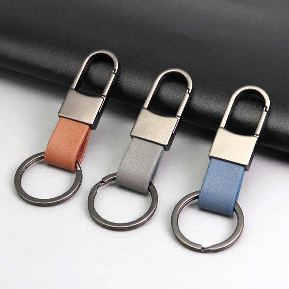 Genuine Leather Keychain Business Gift Fashion Metal Key Chain Men Women Car Key Strap Waist Wallet Keyrings Handmade Jewelry