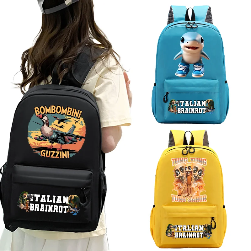 

Italian Brainrot Students Backpack Cartoon Animal Printed Schoolbag Large Capacity Knapsack Kids School Backpacks Children Gifts