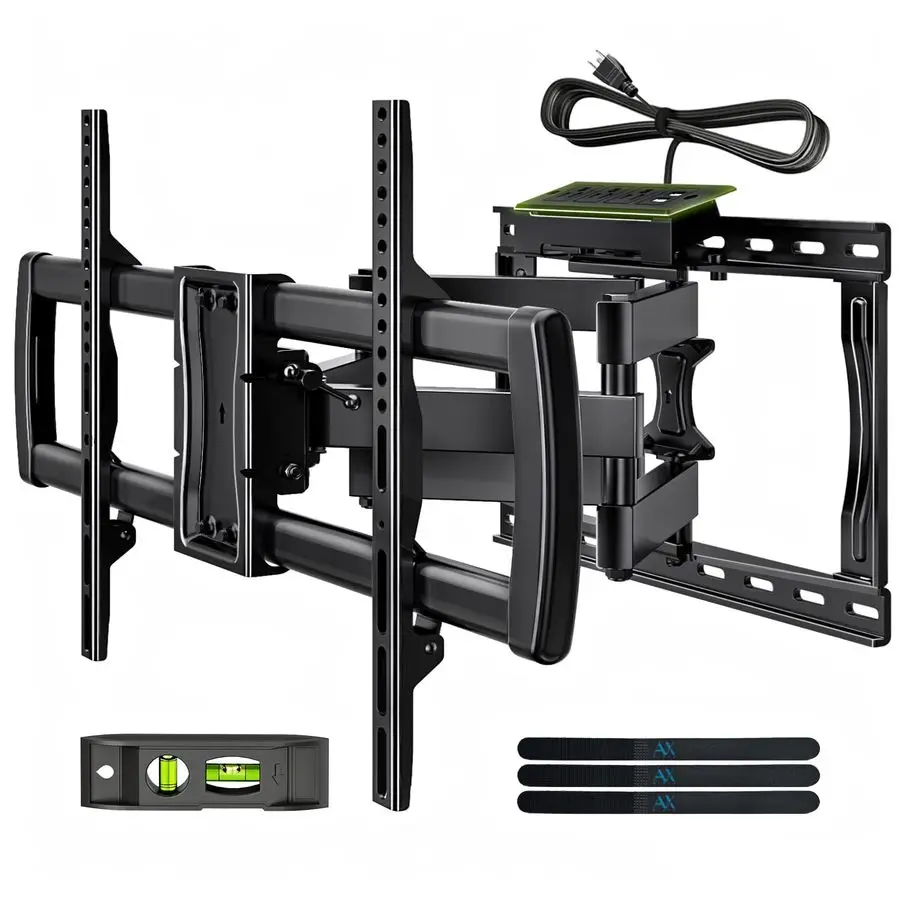 

Motion TV Wall Mount Bracket with Power Outlet for Most 3285 inch TV,TV Mount Dual Articulating Arms,Tilt Swivel Extension Level