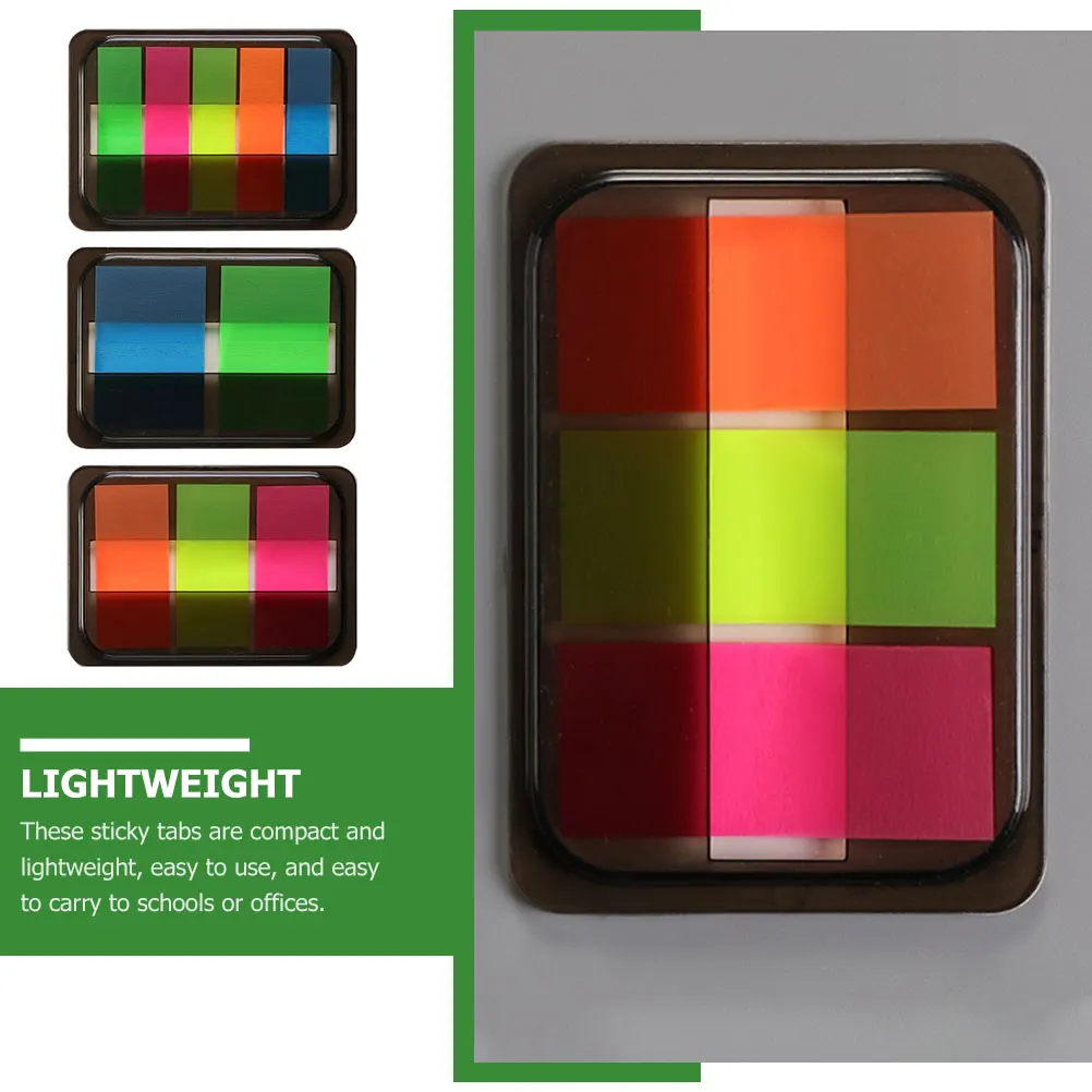 

Fluorescent Bulk Self-Adhesive Stick Notes Compact Memo Tabs for School Office Notebook Indexing Page Marking