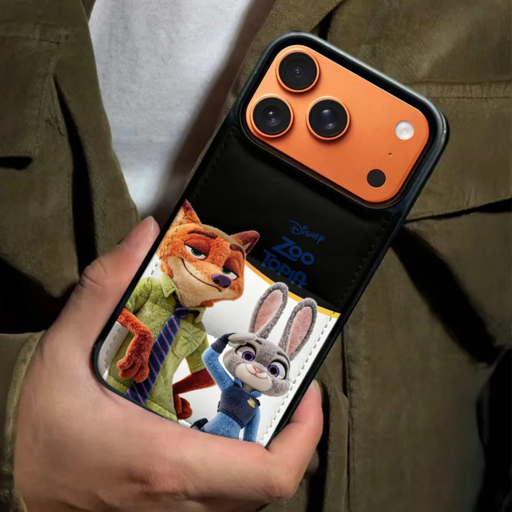 Casing Ponsel Jaket Trendi Bertema Disney Zootopia untuk 17 16 15 14 13 12 11 Pro Max Air 16 Plus Sampul Ponsel Warna Kontras