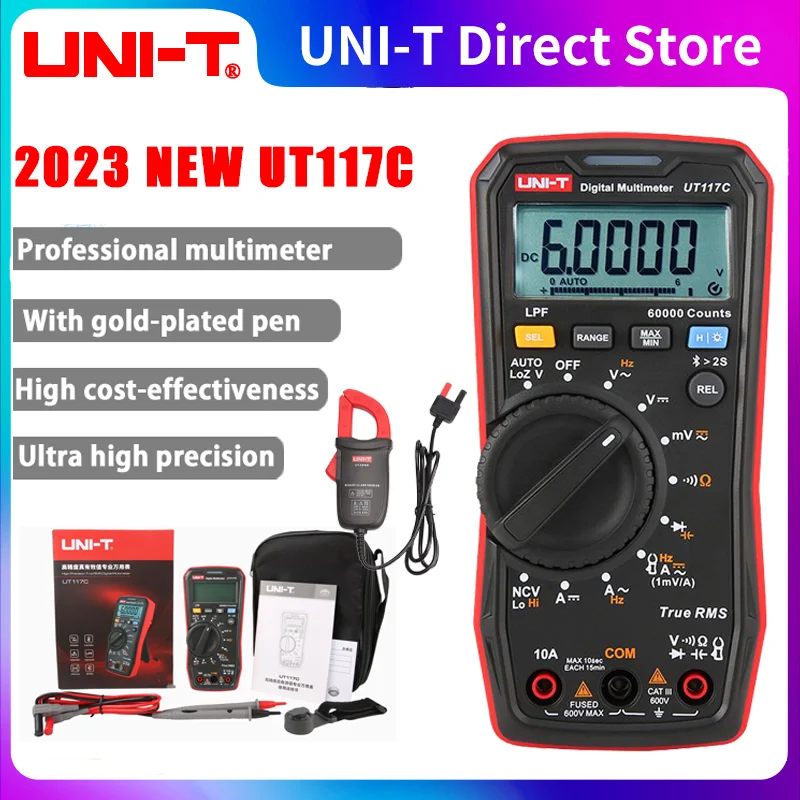 UNI-T UT117C Digital Multimeter 60000 Count AC DC Ammeter Voltmeter Continuity NCV Loz LPF Diode Tester Bluetooth Multi Meter