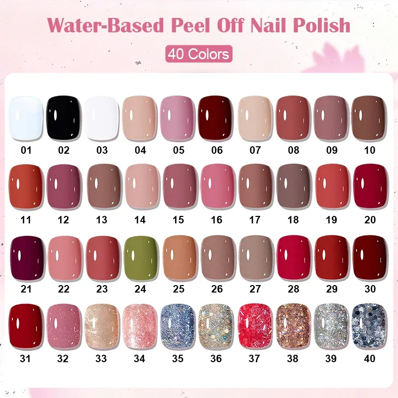 10ml Water-Based Nail Polish 40 Colors Long Lasting Quick Drying No Need of Lamp to Cure Nail Supplies Vernis for Nails Manicure