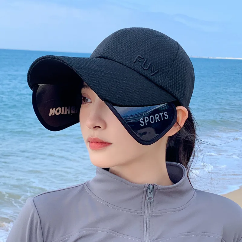 Korean Version of Summer Women's Telescopic Lenses UV-proof Breathable Baseball Cap Outdoor Travel Sun Hat Mesh Tennis Cap