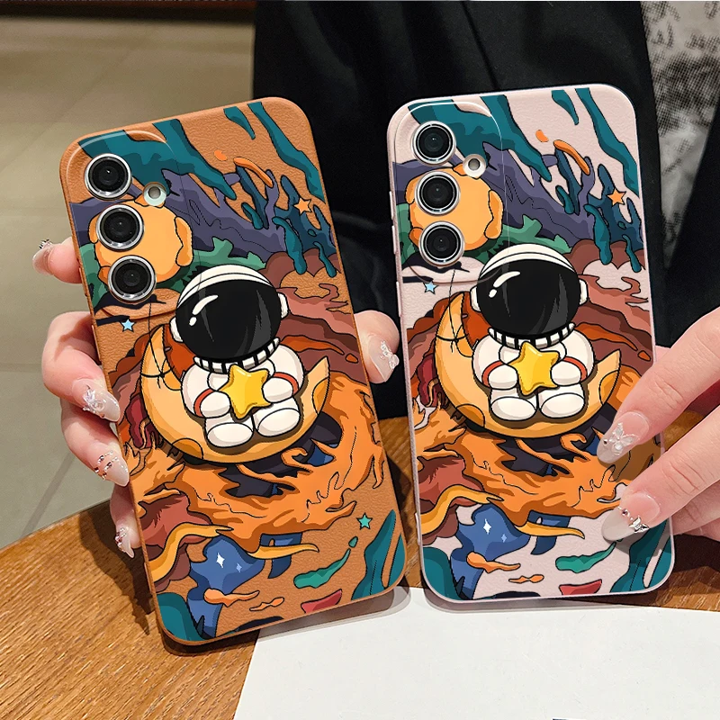Cute Astronaut Phone Case For Samsung Galaxy S26 FE S25 S24 S23 S22 Ultra A57 A37 A18 A56 A36 A26 A55 A16 A15 A54 5G Soft Cover