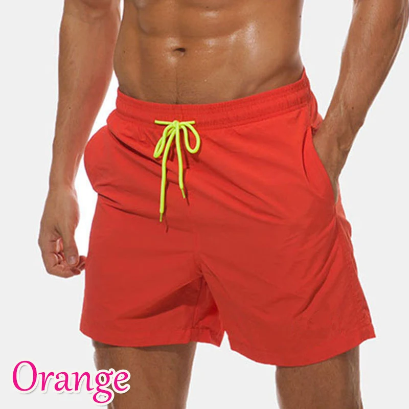 Celana pendek Jogging pria, Bawahan kasual pantai cepat kering musim panas warna polos