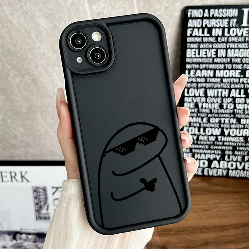 Cartoon Line Man For Apple iPhone 15 14 13 12 11 Mini XS XR X 8 7 Pro Max Plus Soft Eye Ladder Phone Case