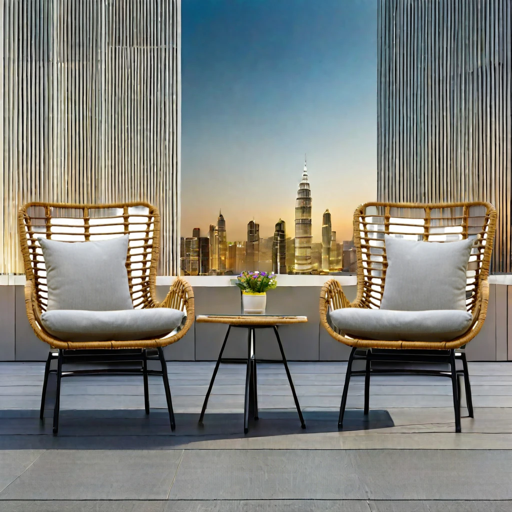 

3pcs Outdoor KD Steel Rattan Bistro Set Wicker Balcony Set French Patio Bistro Chair Rattan Balcony Bistro Sets