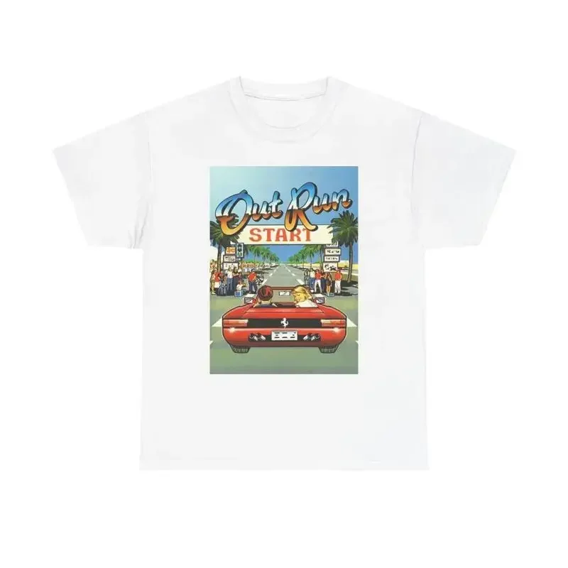 Out Run Game T Shirt Vintage Retro Heavy Cotton