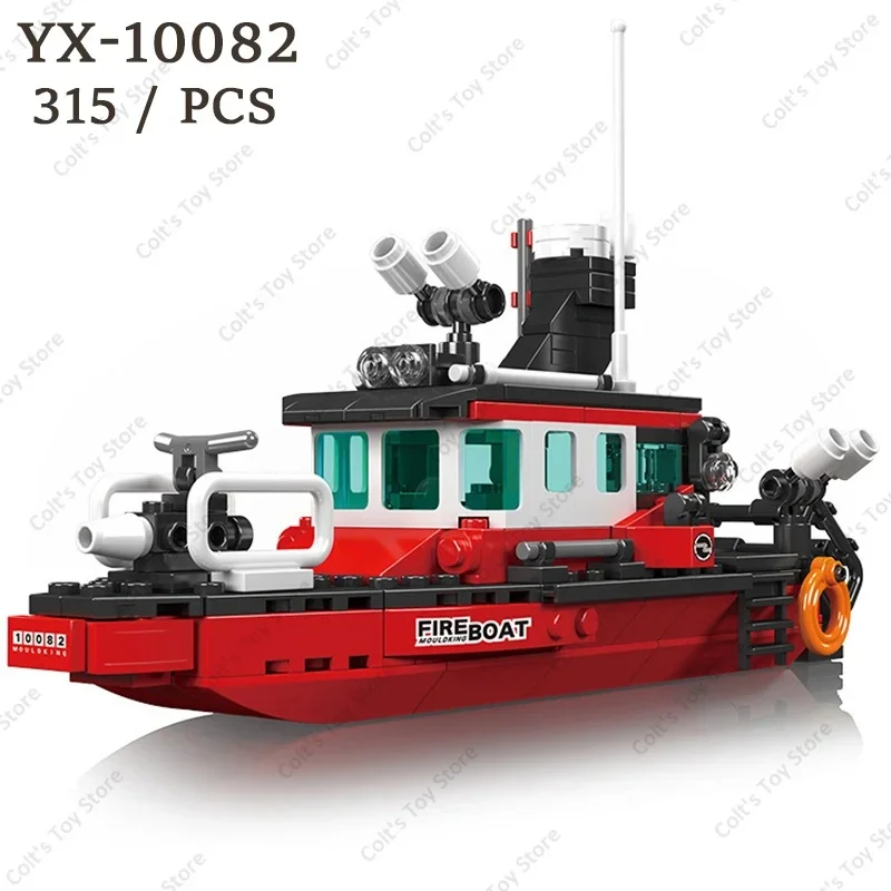 NOUVEAU Bateau Rapide Créatif en Blocs de Construction, Bateau de Pêche, Bateau de Sauvetage, Bateau de Pompiers Classique, Bateau de Police, Jouets Modèles, Briques de Bateau de Recherche et de Sauvetage