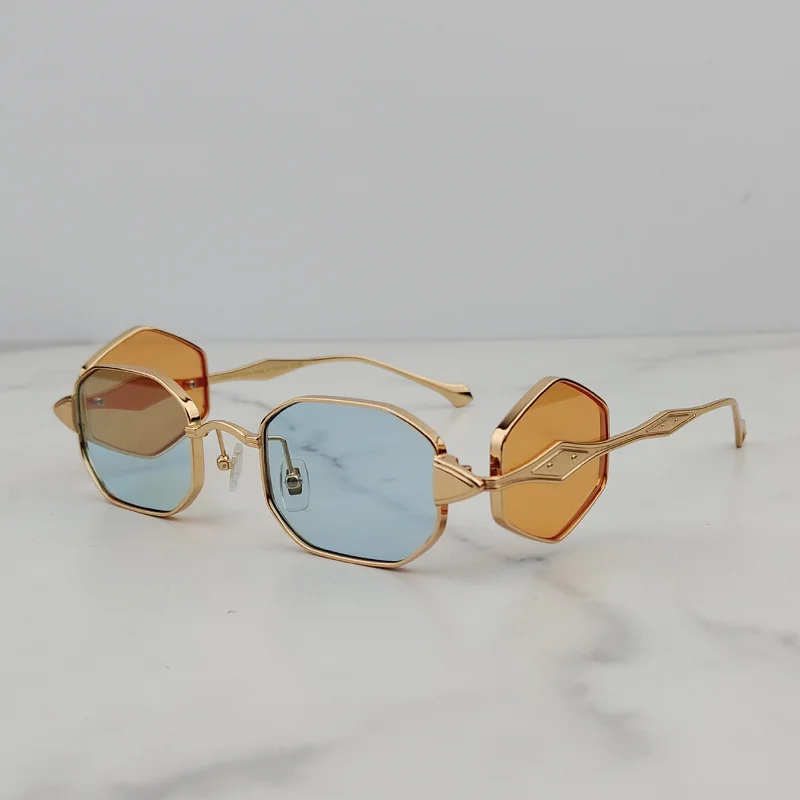 

Original Men's Luxury Gold Sunglasses Niche INS Fashion Special Shaped Hip Hop Sunnies 2024 Trendy Alloy Solar Glasses Male