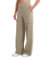 Kaki Casual Pants for Women Loose Straight Cargo Pants Versatile Wide Leg Pants With Pocket Summer Streetwear Trousers Female 5