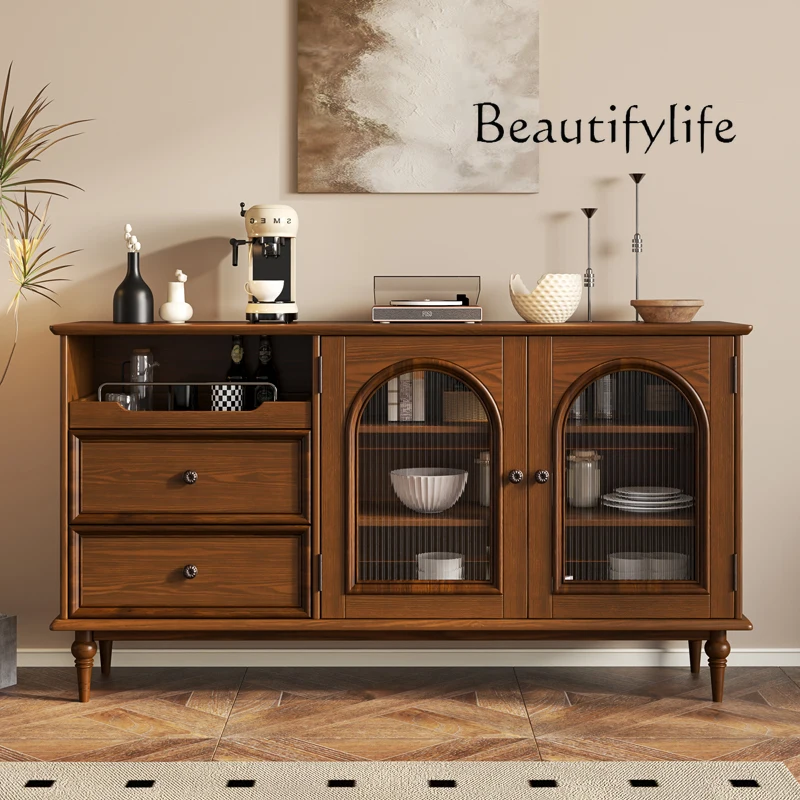 

Chinese-style dining side cabinet, living room side cabinet, storage partition, integrated storage, solid wood multi-function