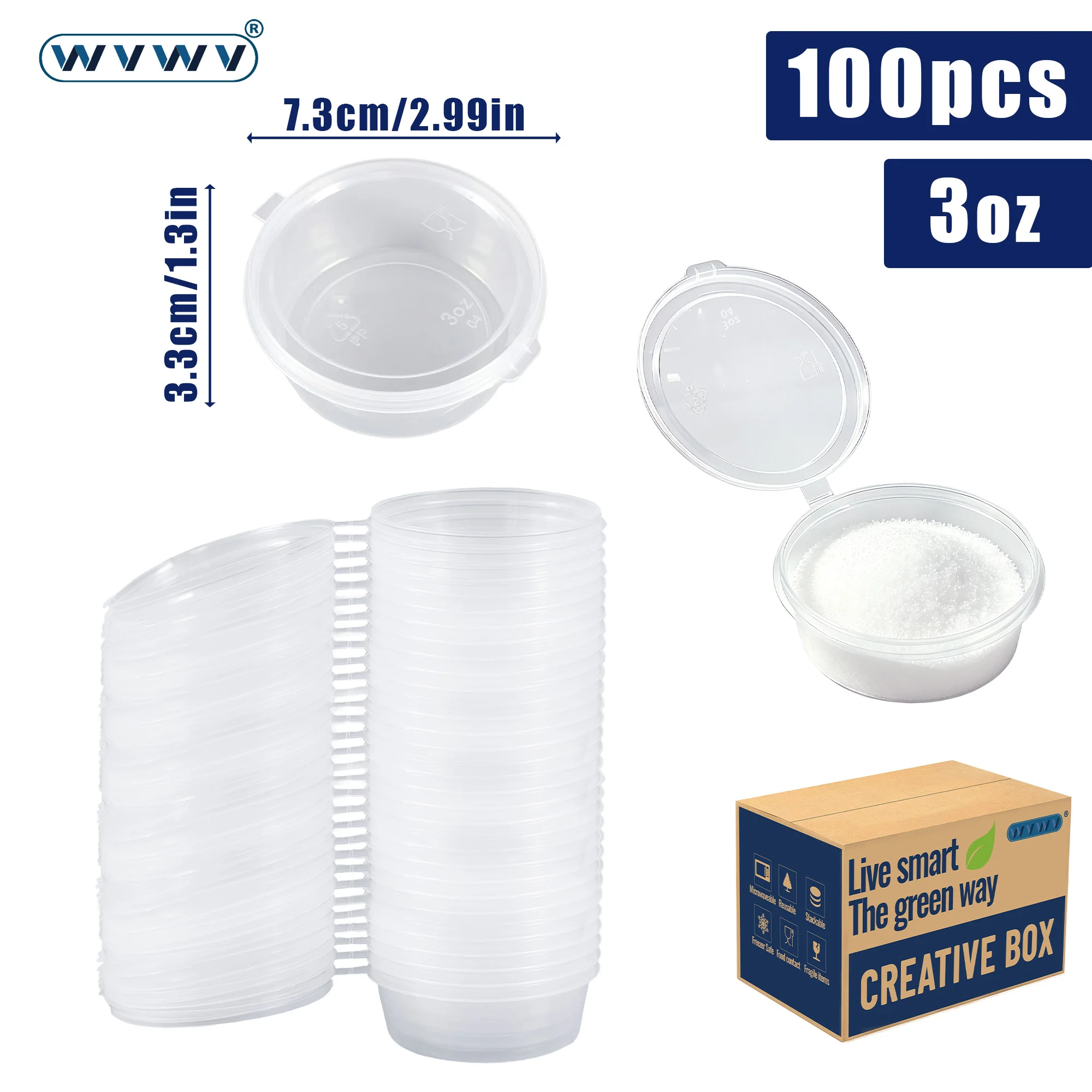 100er-Pack auslaufsichere Mini-Behälter aus Kunststoff mit Klappdeckeln, geeignet für die Aufbewahrung von Ketchup, Salatdressing, Milchshakes, für Camping im Freien, Feiertagspartys, Familientreffen und können auch zu – Detail 5