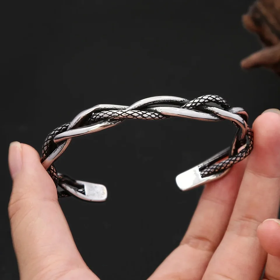 Punk Vintage Three-layer Twisted Woven Bracelets For Men Women Stainless Steel Fashion Open Bracelet Luxury Jewelry Wholesale