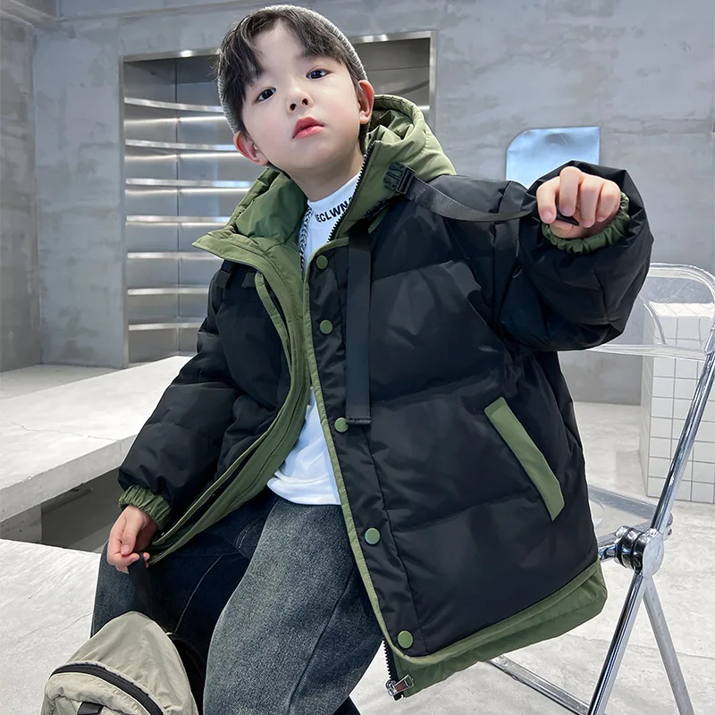 Boys Winter Down Cotton Coat Thickened 2024 New Winter Clothing Kids Winter Cotton Coat Coat Trendy