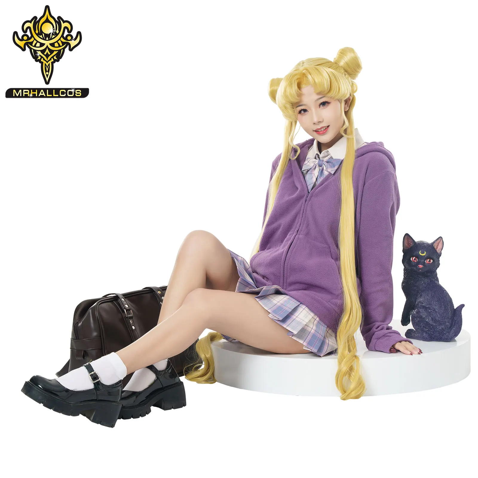 Mrhallcos anime cosplay segler monde schwarze katze luna jacke kristall kostüm halloween jk party kind kind erwachsene frauen plus größe