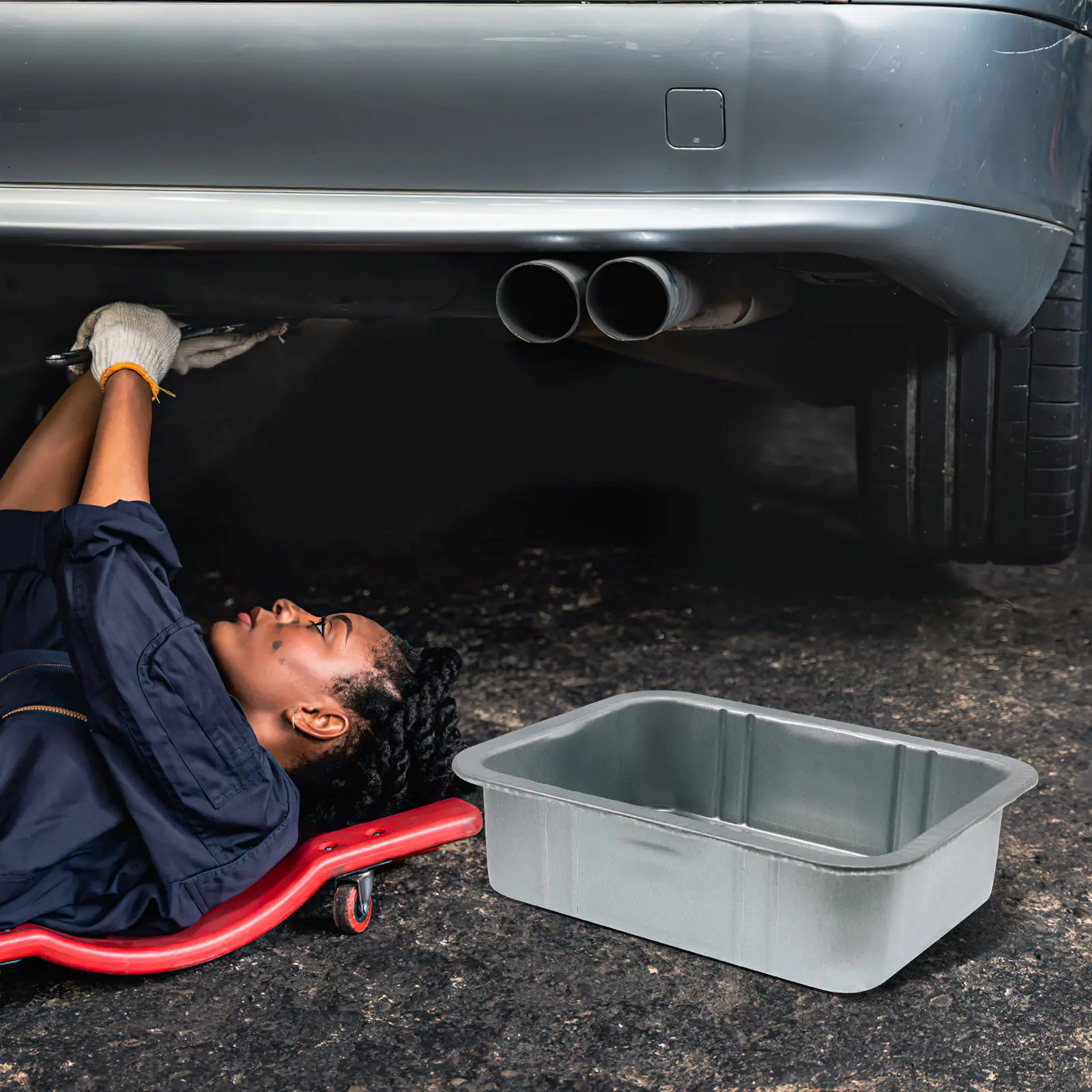 

Steel Oil Drain Pan Thickened Large Capacity 5L Deep Pot for Car Repair Collector Fuel Fluid Change Tray